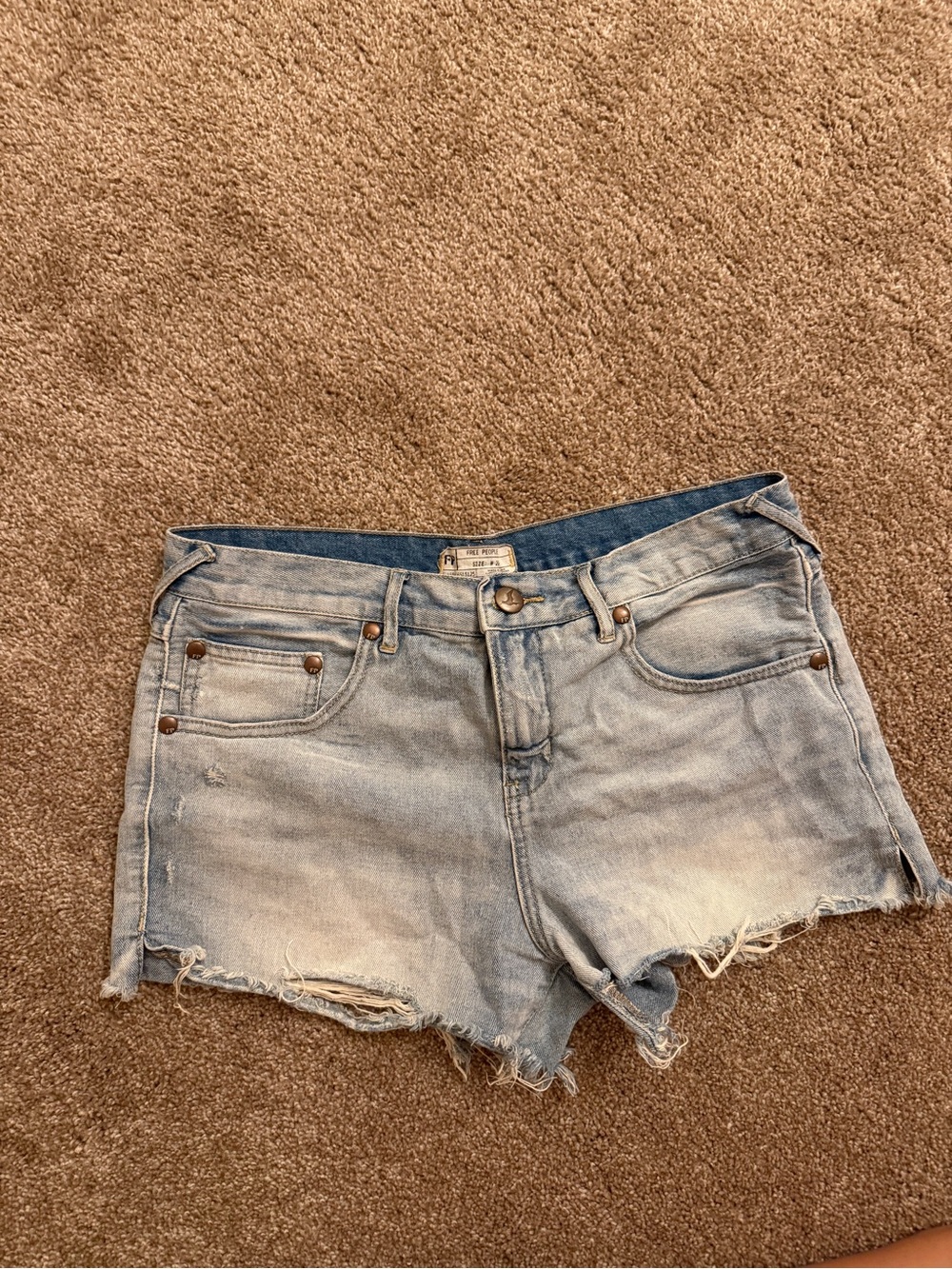 Free People Light Wash Denim Cutoff Shorts